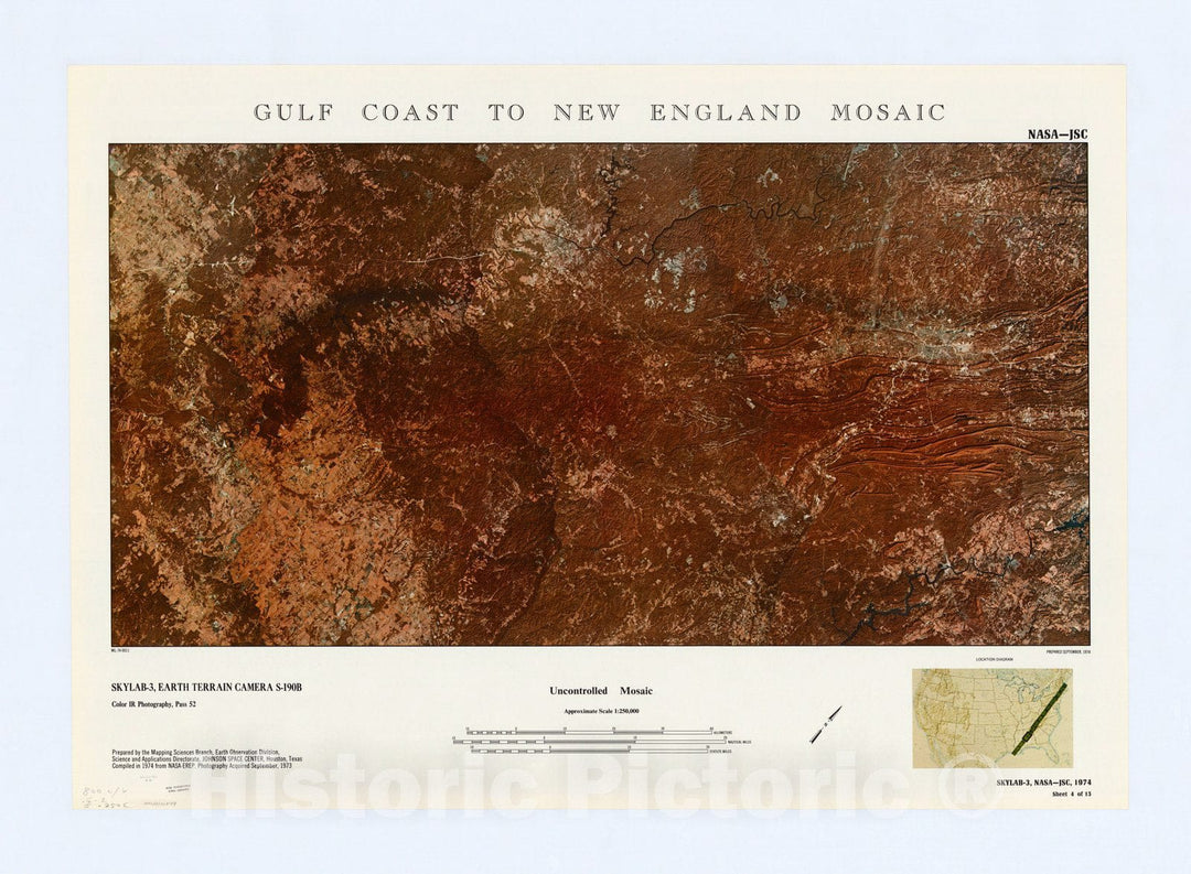 Map : Gulf Coast to New England mosaic 1974 9, Gulf Coast to New England mosaic , Antique Vintage Reproduction