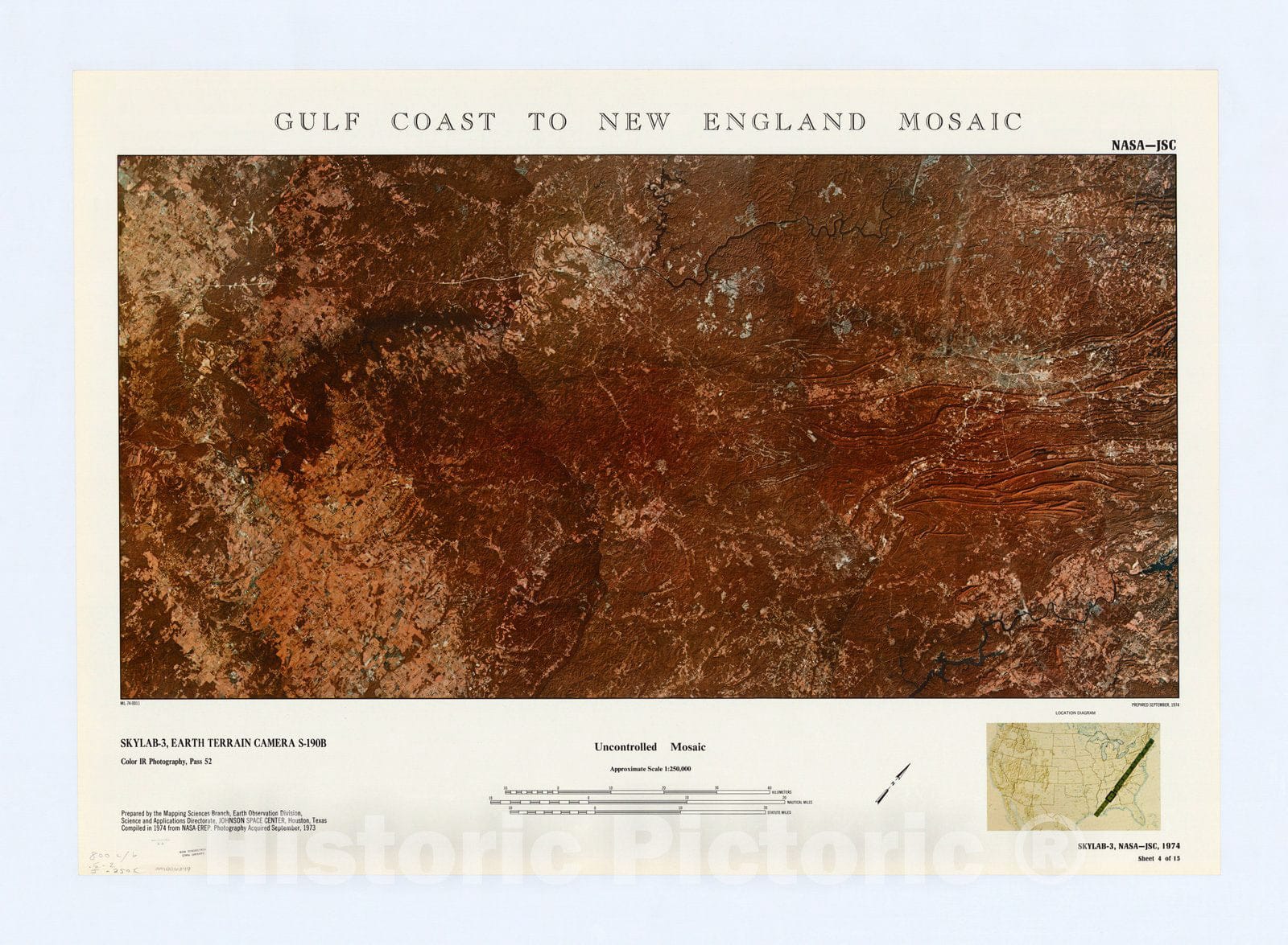 Map : Gulf Coast to New England mosaic 1974 9, Gulf Coast to New England mosaic , Antique Vintage Reproduction