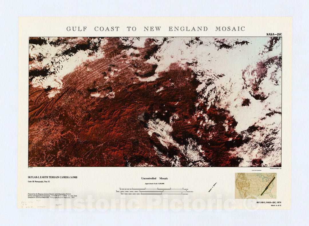 Map : Gulf Coast to New England mosaic 1974 11, Gulf Coast to New England mosaic , Antique Vintage Reproduction