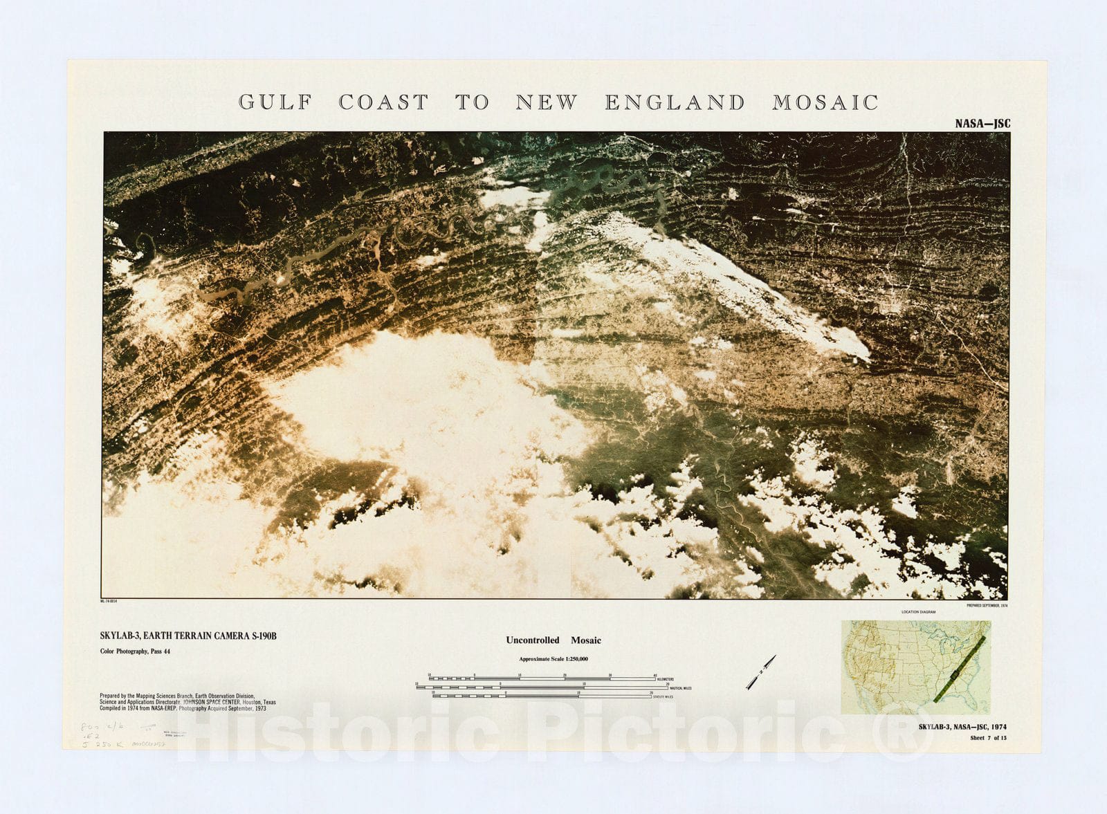 Map : Gulf Coast to New England mosaic 1974 12, Gulf Coast to New England mosaic , Antique Vintage Reproduction