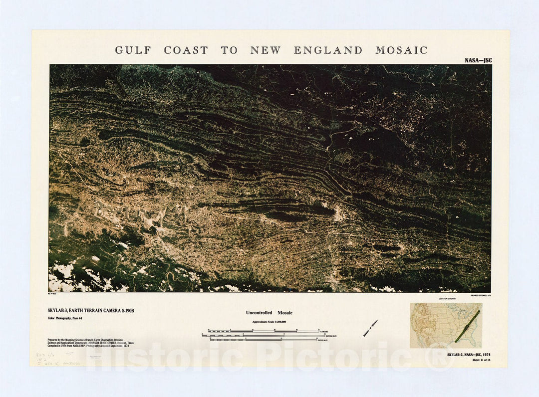 Map : Gulf Coast to New England mosaic 1974 13, Gulf Coast to New England mosaic , Antique Vintage Reproduction