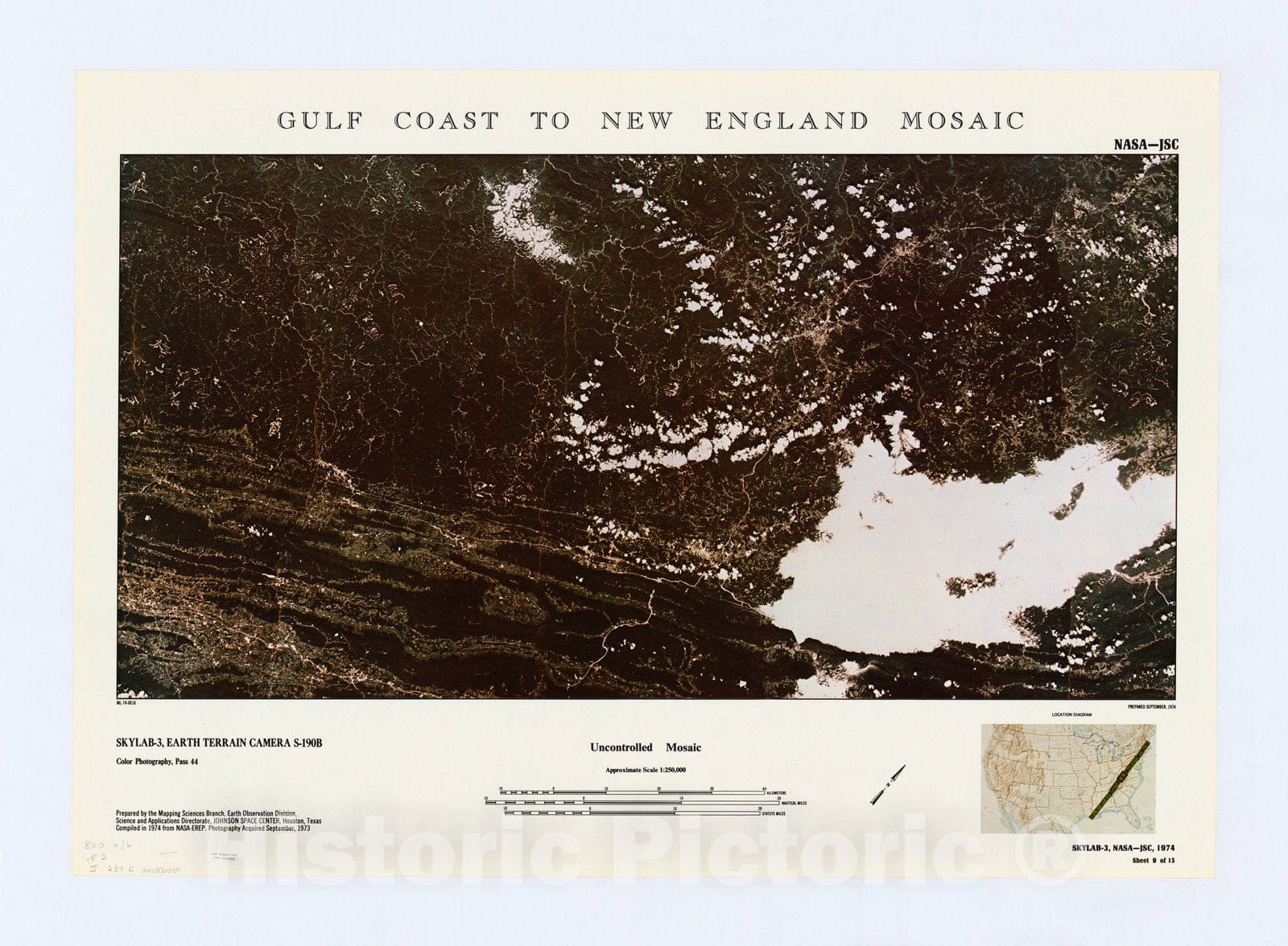 Map : Gulf Coast to New England mosaic 1974 15, Gulf Coast to New England mosaic , Antique Vintage Reproduction