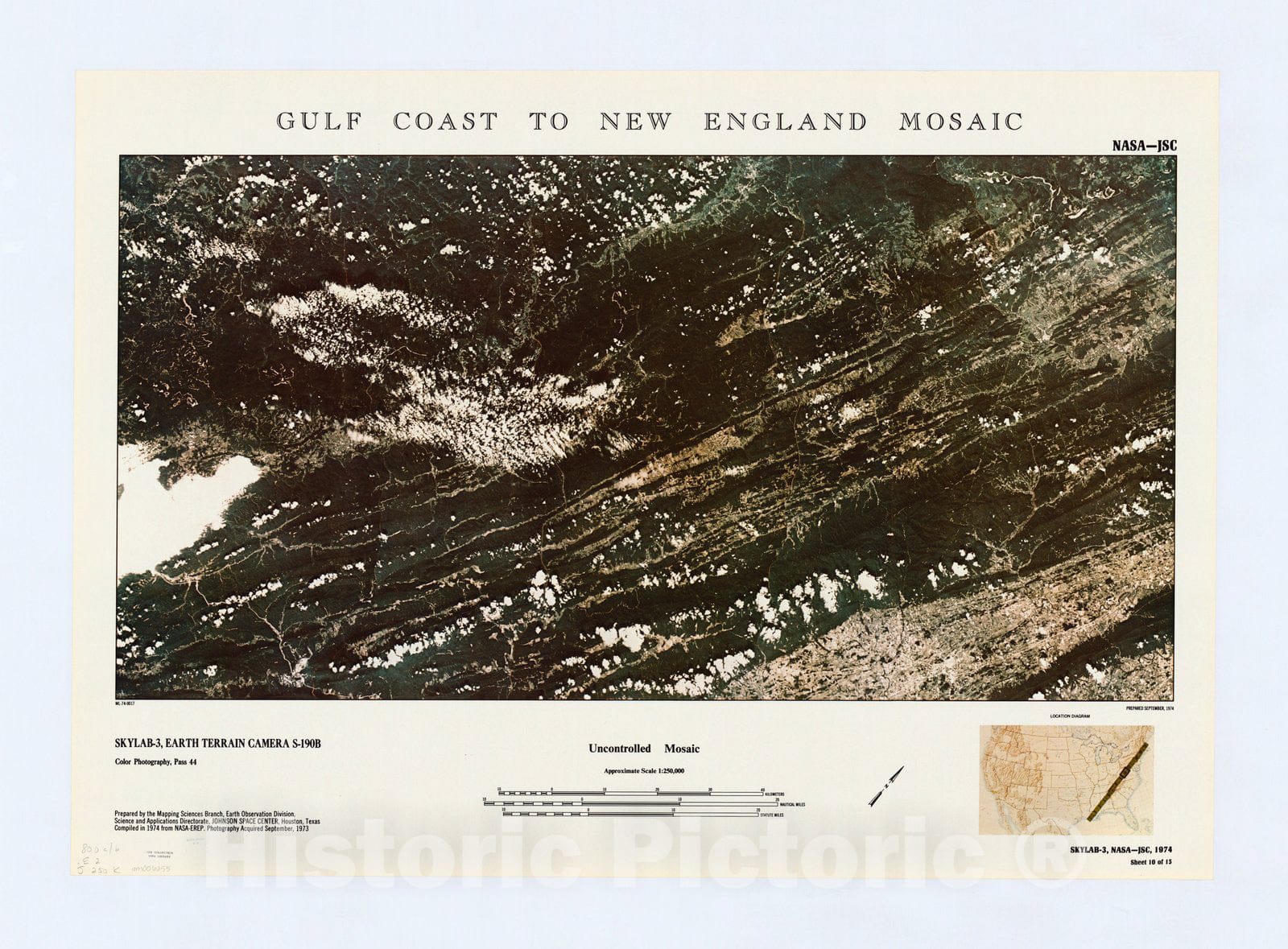 Map : Gulf Coast to New England mosaic 1974 14, Gulf Coast to New England mosaic , Antique Vintage Reproduction