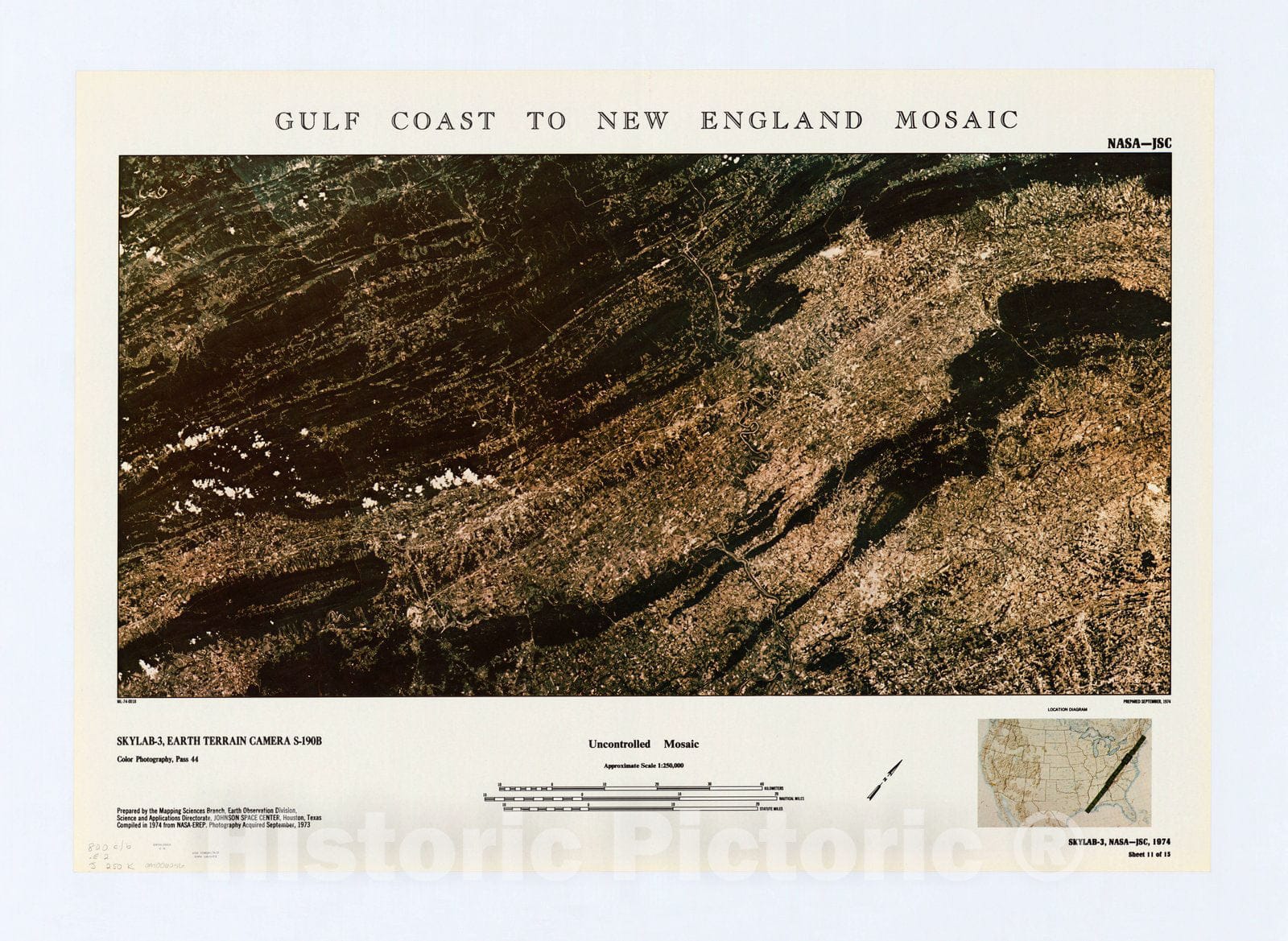 Map : Gulf Coast to New England mosaic 1974 2, Gulf Coast to New England mosaic , Antique Vintage Reproduction