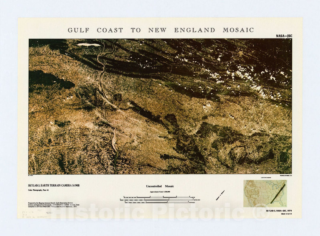 Map : Gulf Coast to New England mosaic 1974 3, Gulf Coast to New England mosaic , Antique Vintage Reproduction