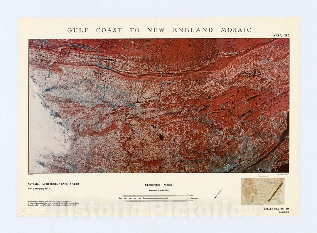 Map : Gulf Coast to New England mosaic 1974 4, Gulf Coast to New England mosaic , Antique Vintage Reproduction