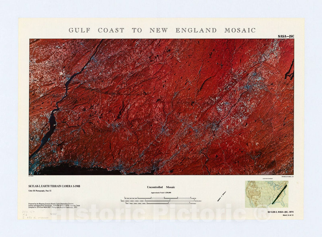 Map : Gulf Coast to New England mosaic 1974 5, Gulf Coast to New England mosaic , Antique Vintage Reproduction