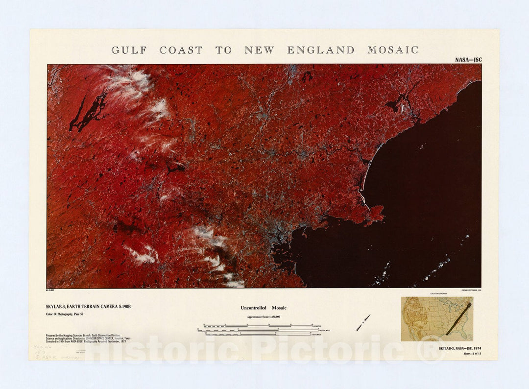 Map : Gulf Coast to New England mosaic 1974 6, Gulf Coast to New England mosaic , Antique Vintage Reproduction