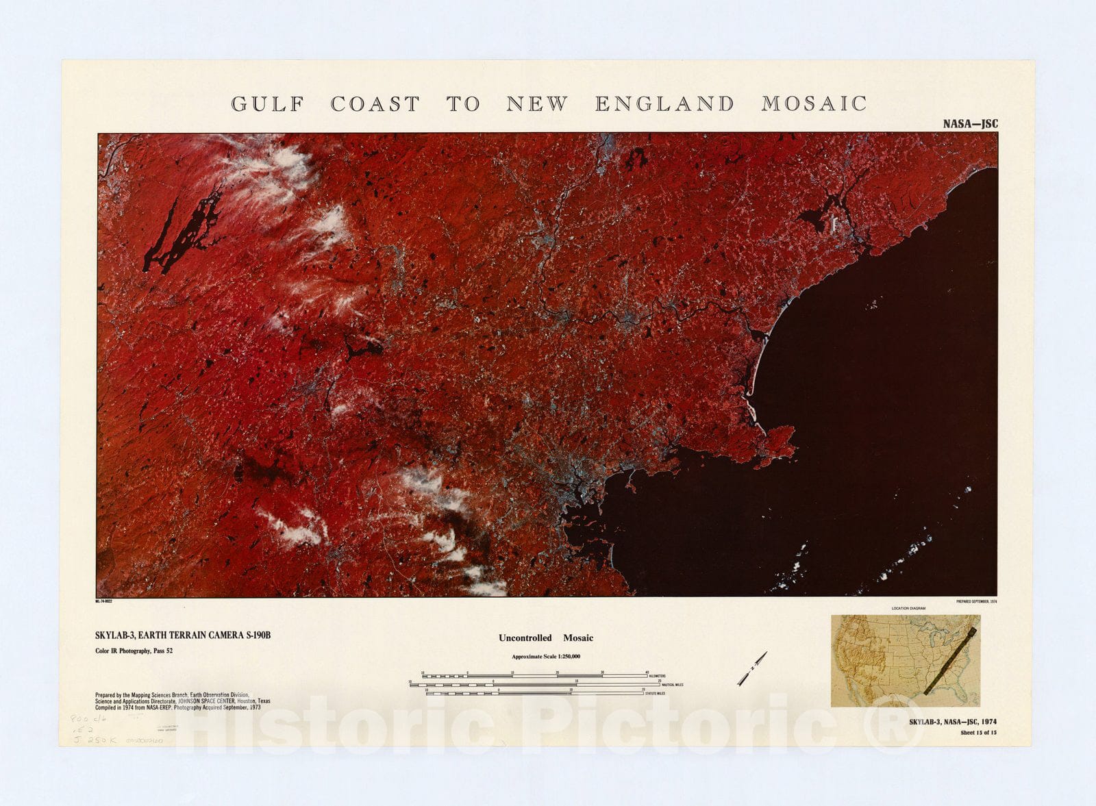 Map : Gulf Coast to New England mosaic 1974 6, Gulf Coast to New England mosaic , Antique Vintage Reproduction