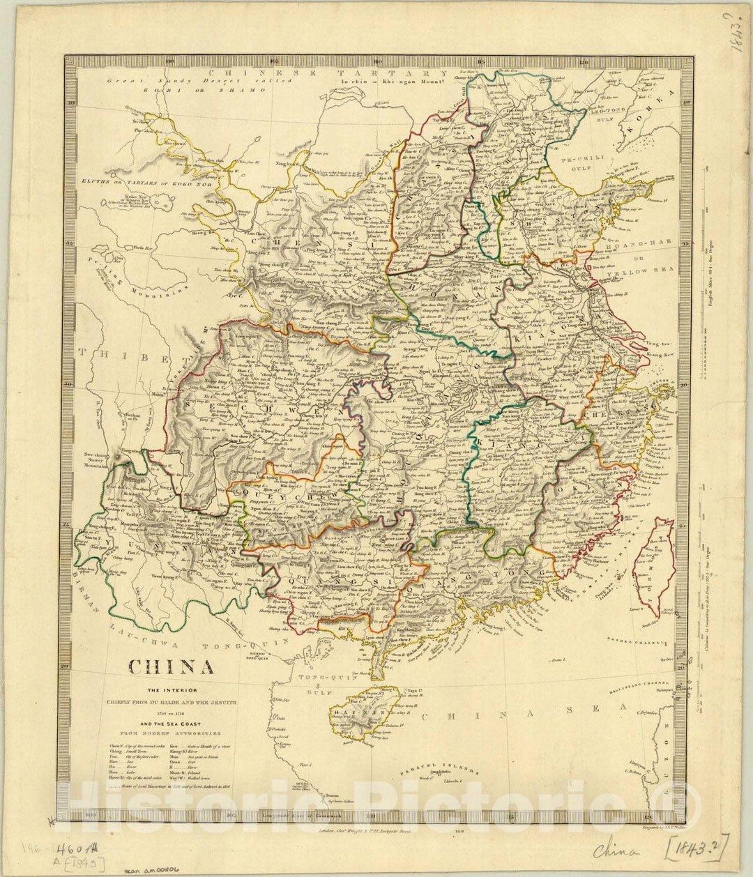 Map : China , China : the interior, chiefly from du Halde and the Jesuits, 1710 to 1718, and the sea coast from modern authorities , Antique Vintage Reproduction