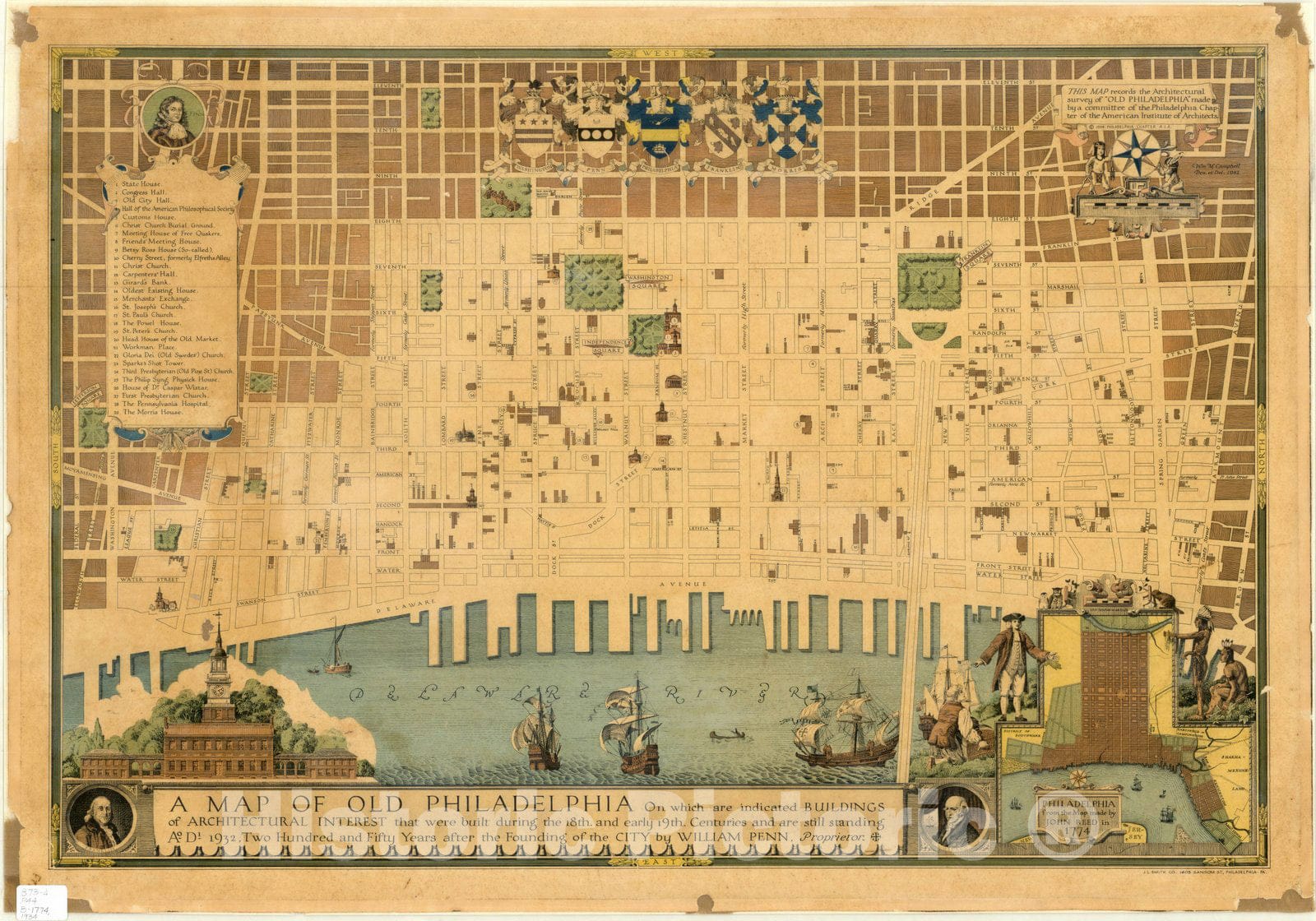 Map : Philadelphia , Antique Vintage Reproduction