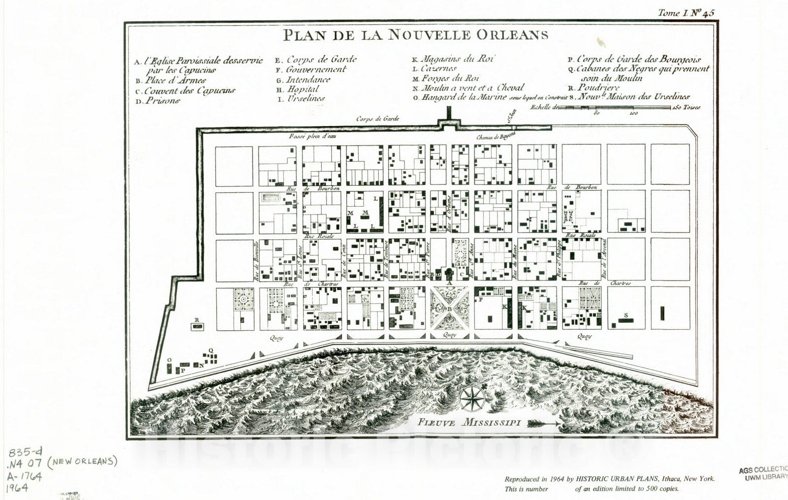 Map : New Orleans, Plan de la Nouvelle Orleans., Antique Vintage Reproduction