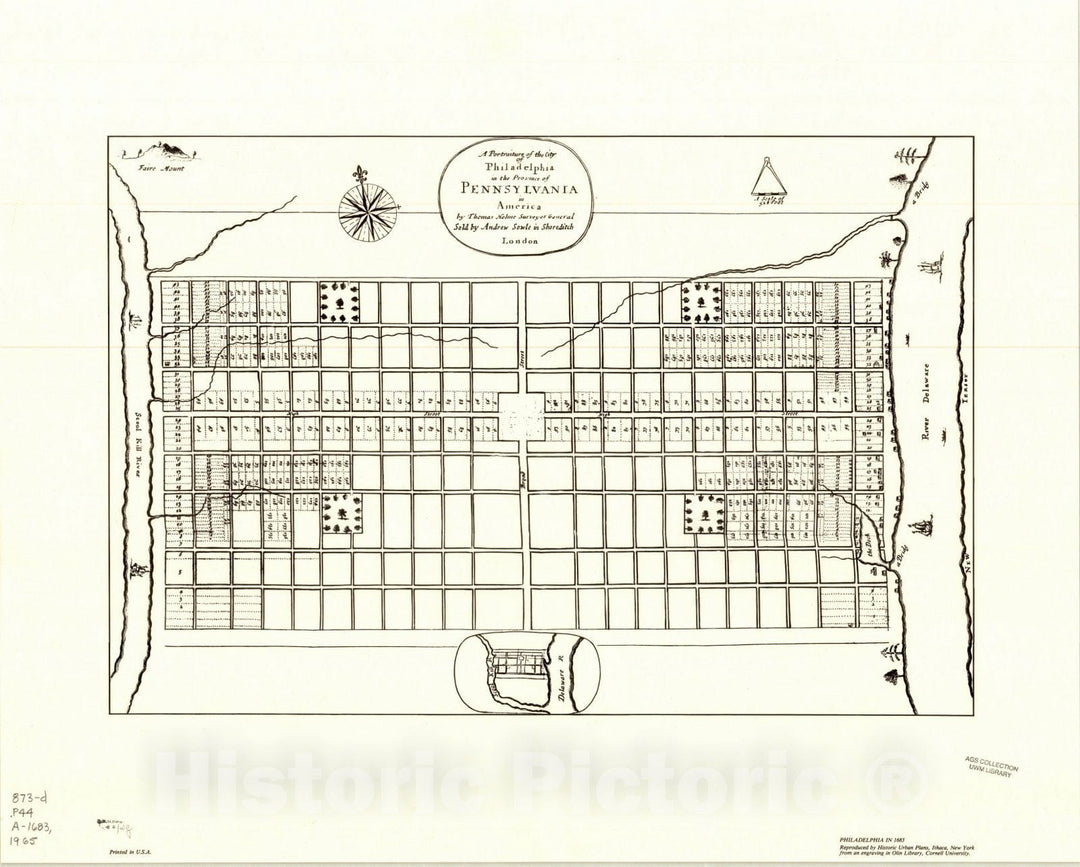 Map : Philadelphia , A portraiture of the city of Philadelphia in the Province of Pennsylvania in America , Antique Vintage Reproduction