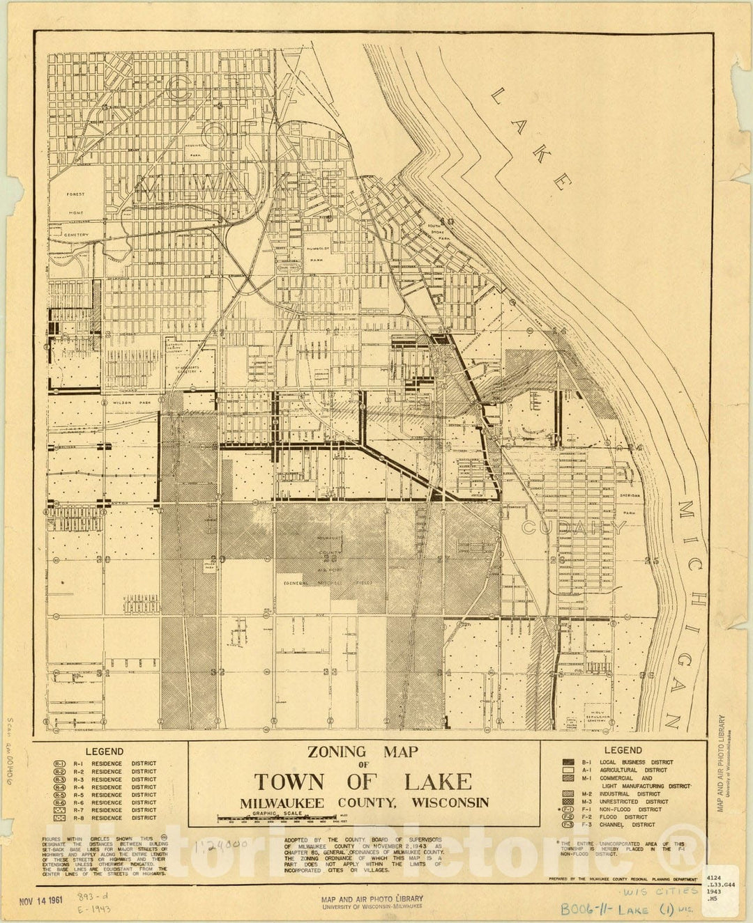 Map : Town of Lake, Milwaukee County, Wisconsin, Zoning map of Town of Lake, Milwaukee County, Wisconsin , Antique Vintage Reproduction