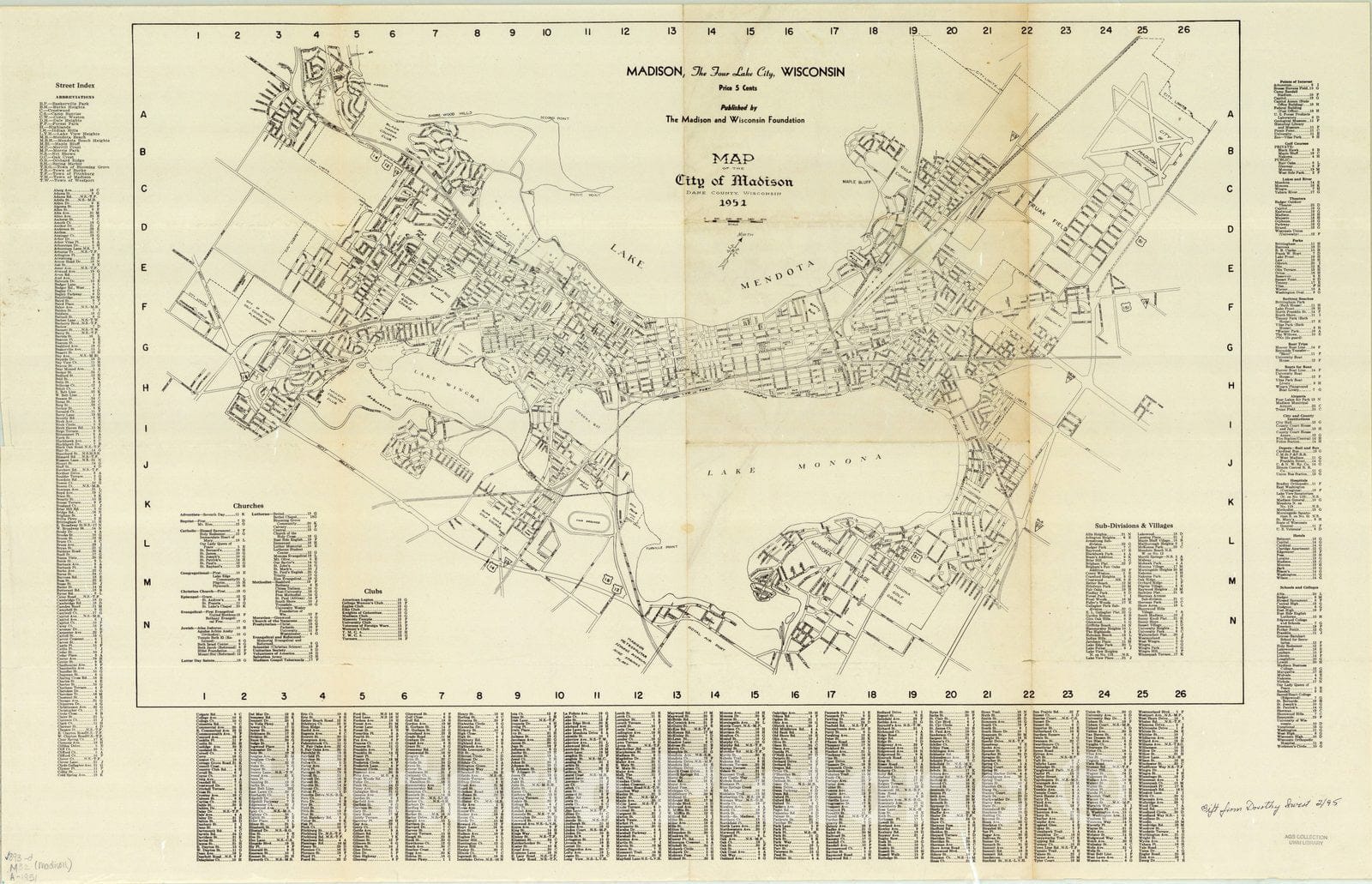 Map : Madison and vicinity, Wisconsin, Madison, the four lake city, Wisconsin : map of the City of Madison, Antique Vintage Reproduction