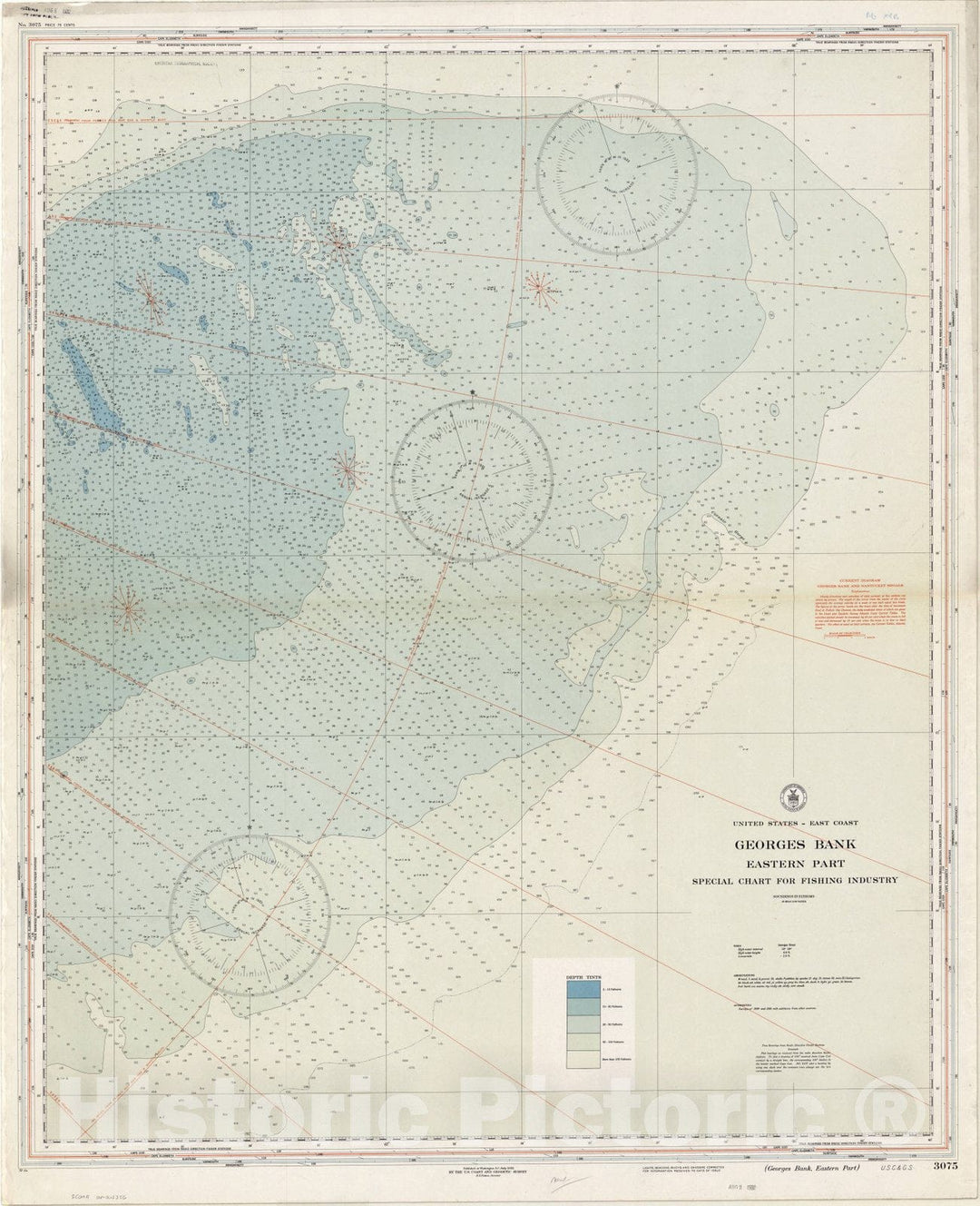 Map : Georges Bank 1932, United States--east coast, Georges Bank, eastern part : special chart for fishing industry , Antique Vintage Reproduction