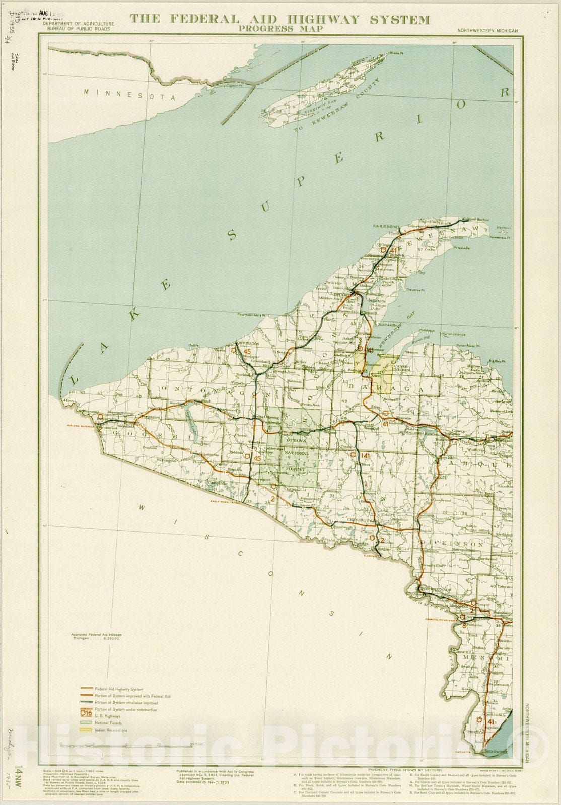 Map : Michigan, The federal aid highway system progress map ; [Michigan], Antique Vintage Reproduction