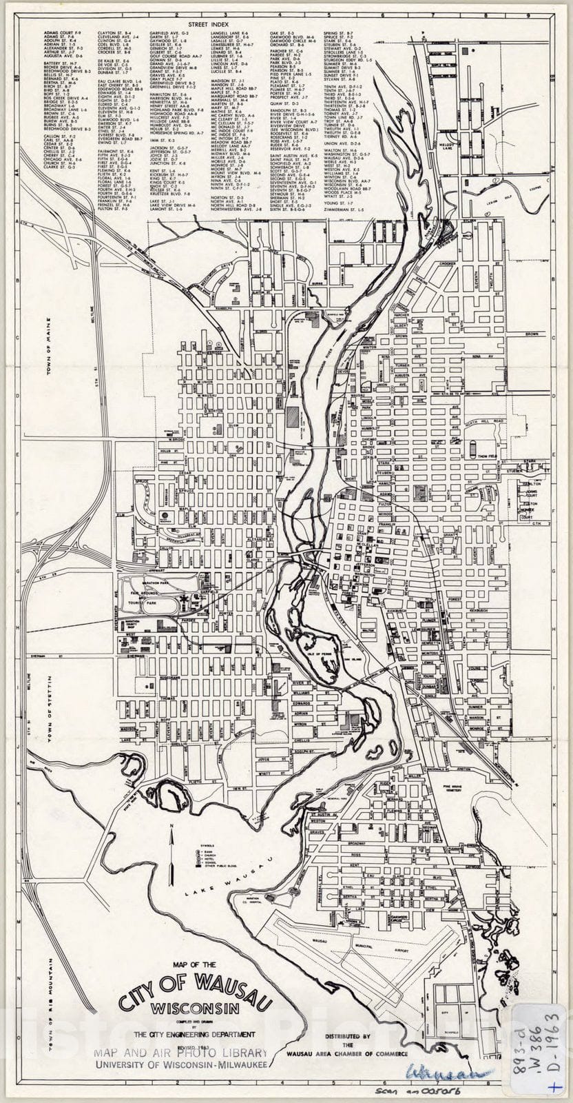 Map : Wausau, Wisconsin 1963, Map of the city of Wausau, Wisconsin , Antique Vintage Reproduction