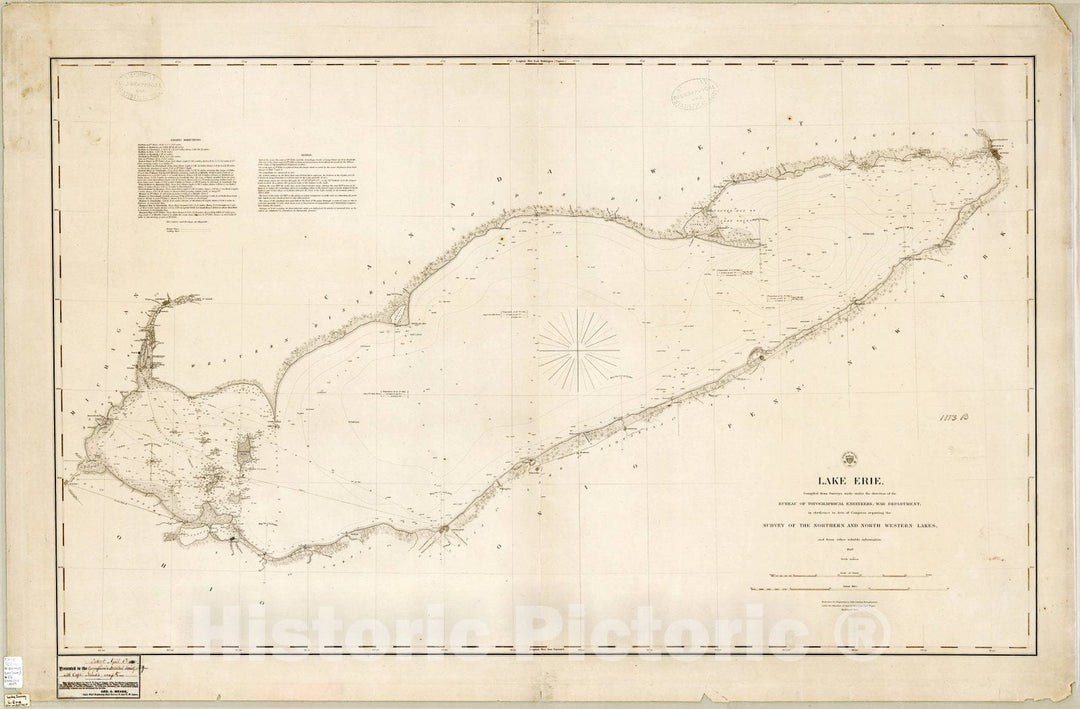 Map : Lake Erie 1853, Lake Erie , Antique Vintage Reproduction