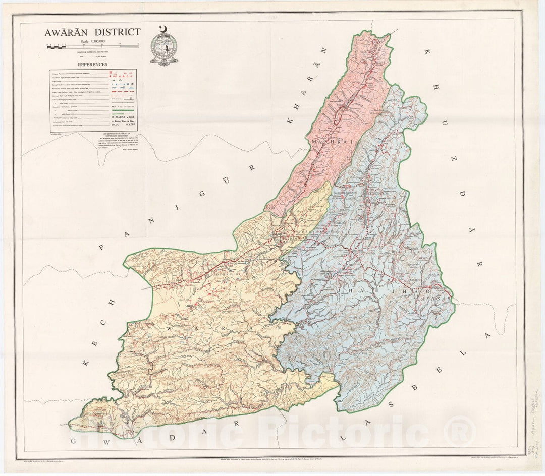 Map : Awa?ra?n District, Pakistan 2004, Awaran District , Antique Vintage Reproduction