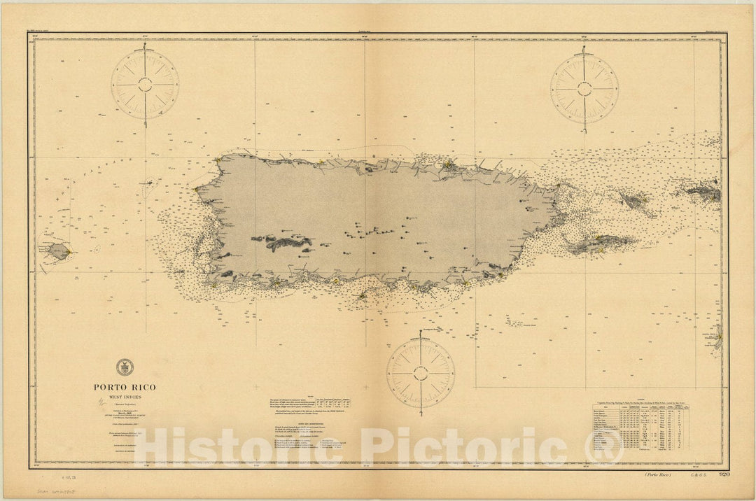 Map : Puerto Rico 1906, Porto Rico, West Indies , Antique Vintage Reproduction