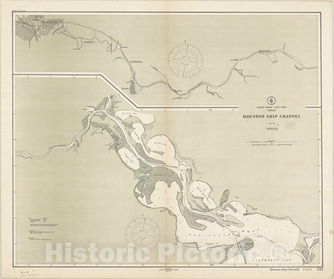 Map : Gulf Coast, Texas 1911, United States Gulf Coast, Texas : Houston Ship Channel, Antique Vintage Reproduction