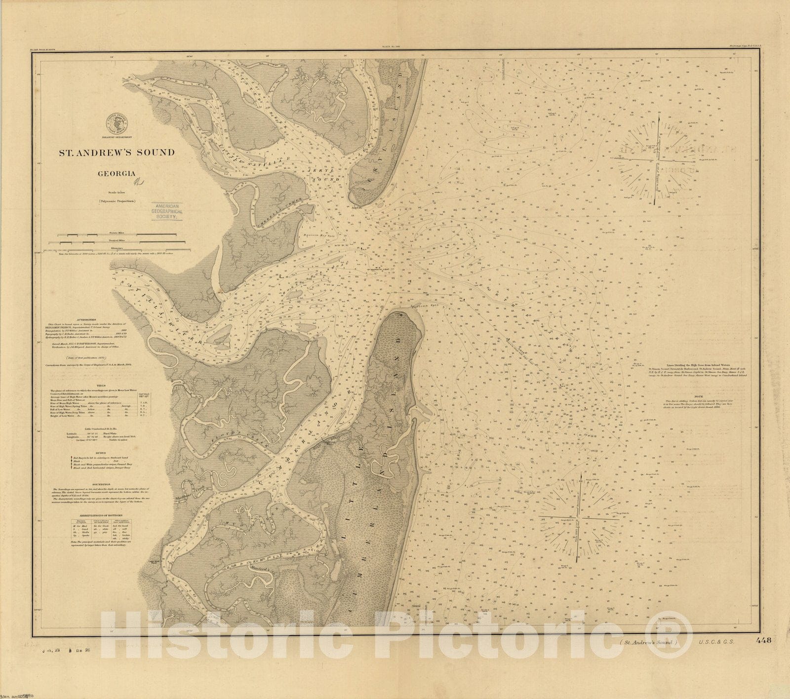 Map : St. Andrew's Sound, Georgia 1904, St. Andrew's Sound, Georgia , Antique Vintage Reproduction