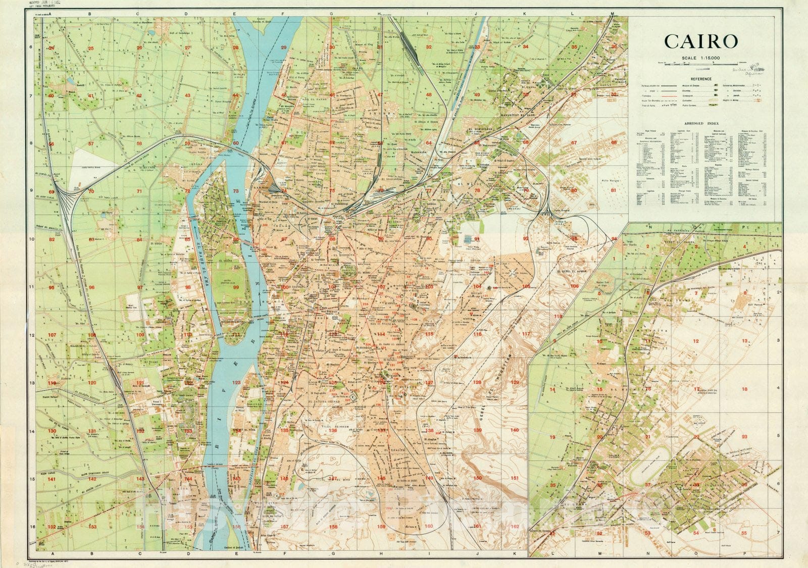 Map : Cairo, Egypt 1949, Cairo , Antique Vintage Reproduction