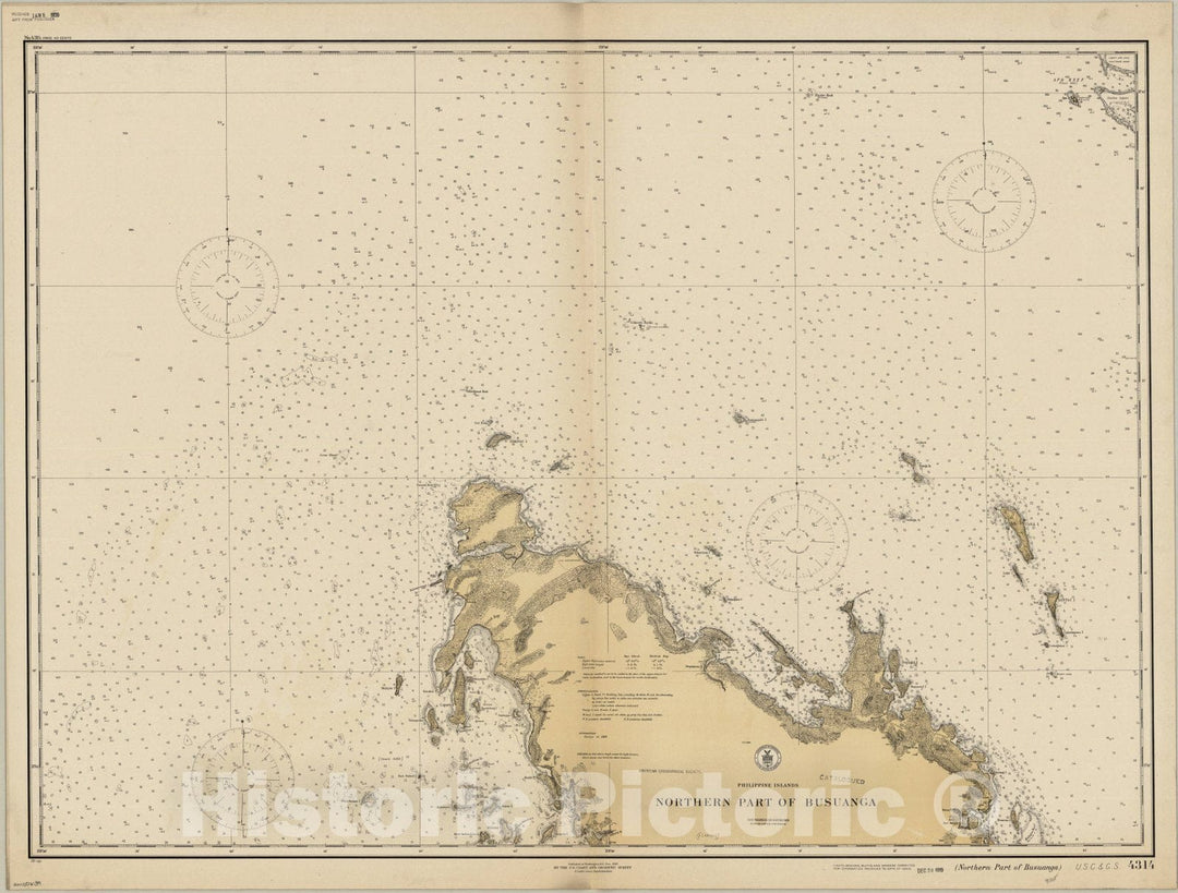 Map : Busuanga Island, Philippines 1919, Philippine Islands, northern part of Busuanga , Antique Vintage Reproduction