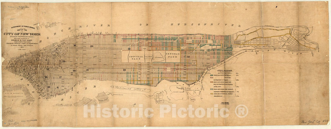 Map : New York city, New York 1873 3, Antique Vintage Reproduction