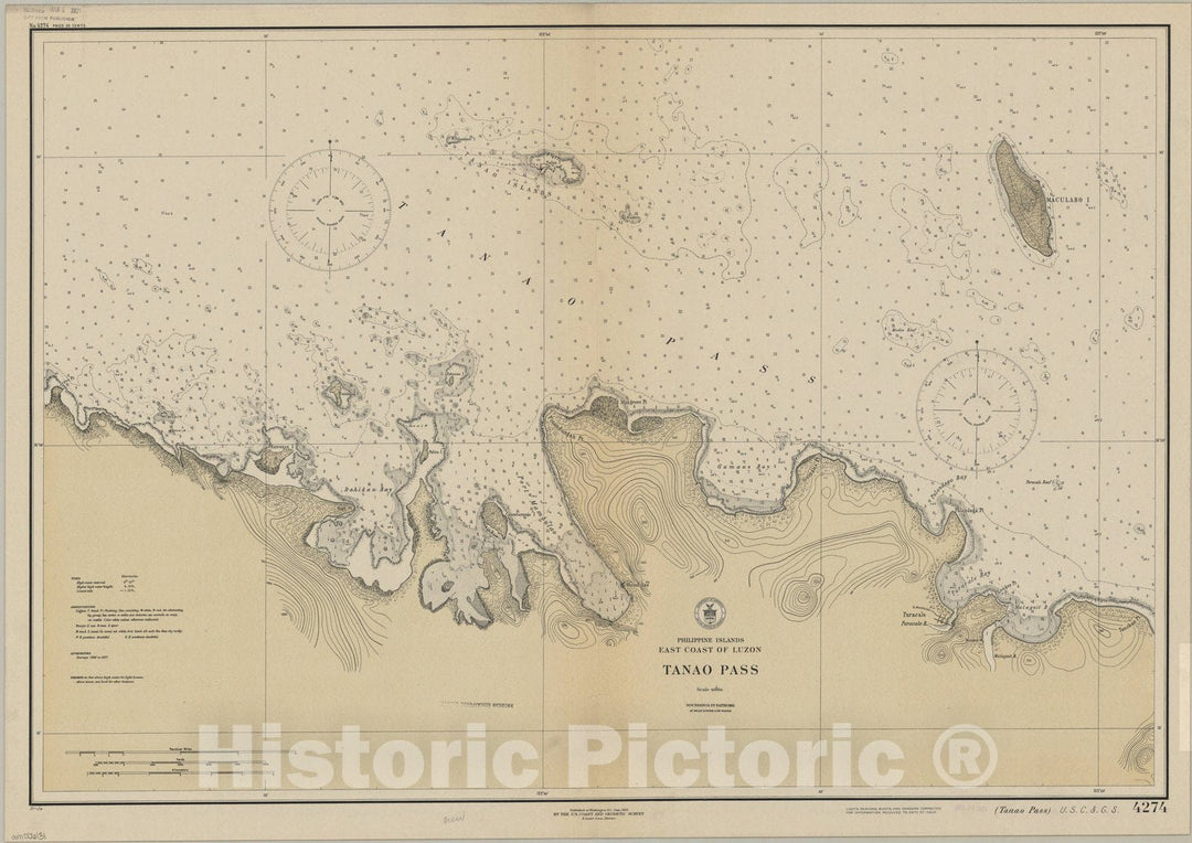 Map : Luzon, Philippines 1921, Philippine Islands, east coast of Luzon : Tanao Pass , Antique Vintage Reproduction