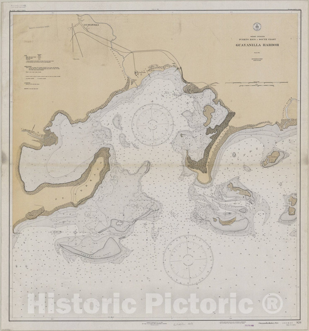 Map : Guayanilla Harbor, Puerto Rico 1933, West Indies, Puerto Rico - South Coast : Guayanilla Harbor , Antique Vintage Reproduction