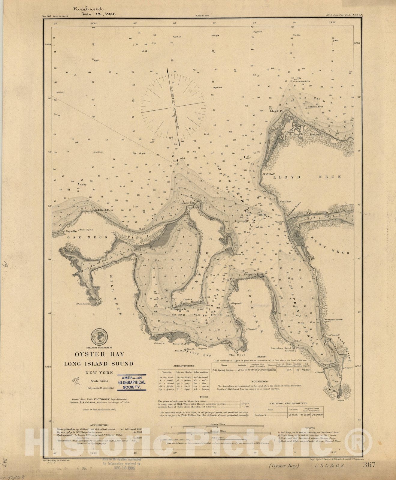 Map : Long Island, New York 1889, Oyster Bay, Long Island Sound, New York , Antique Vintage Reproduction