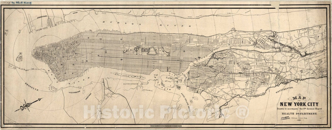 Map : New York City, New York 1874, Map of New York City , Antique Vintage Reproduction