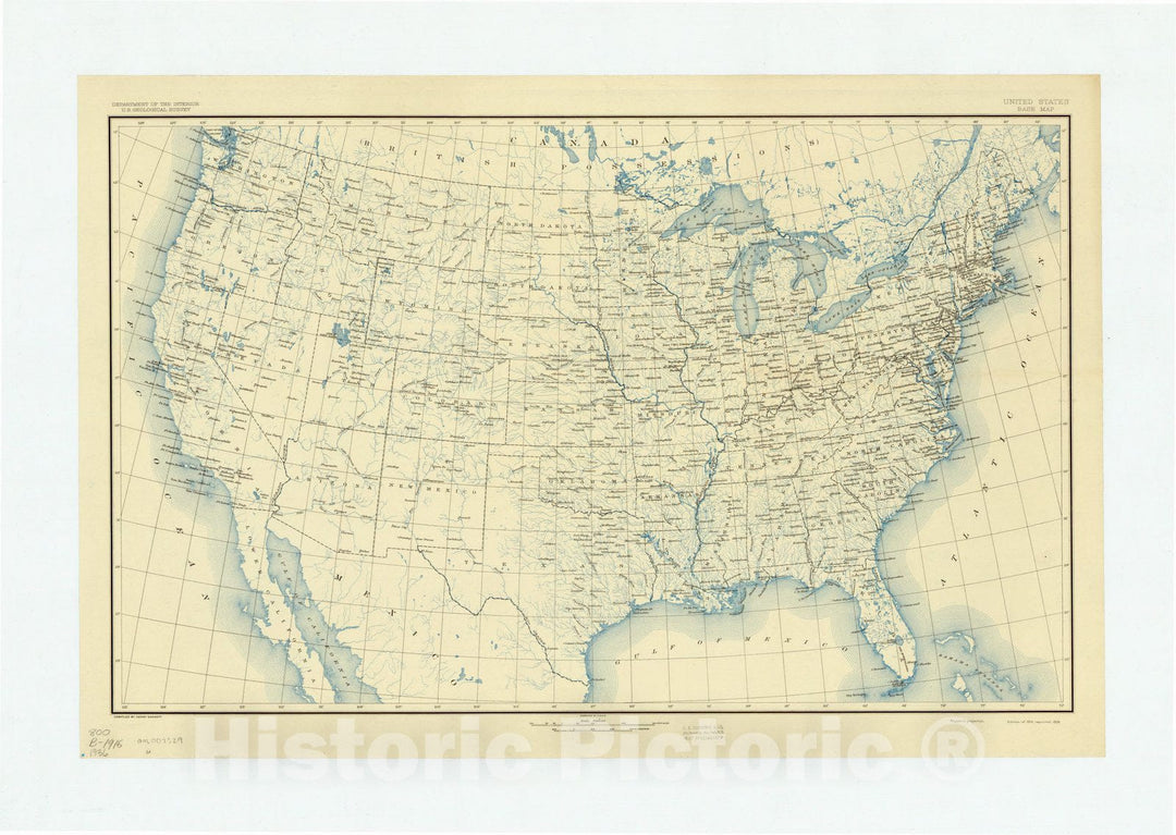 Map : United States 1936, United States base map , Antique Vintage Reproduction