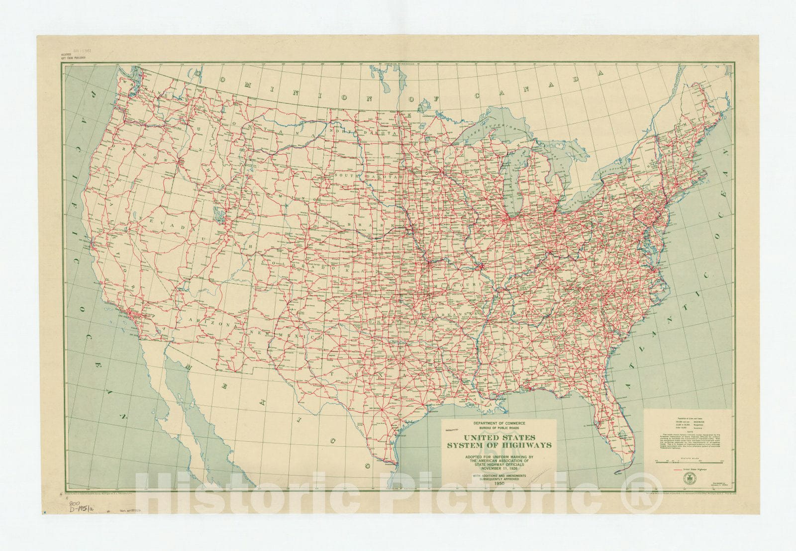 Map : United States 1951, Antique Vintage Reproduction