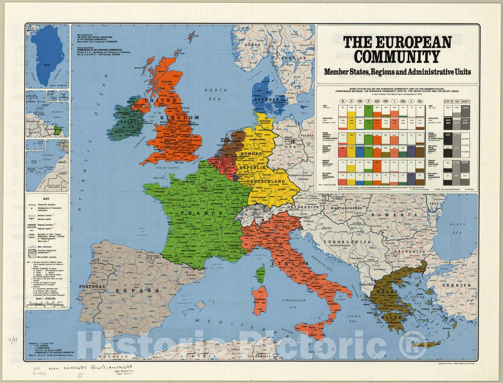 Map : Europe 1983, The European Community, member states, regions, and administrative units , Antique Vintage Reproduction