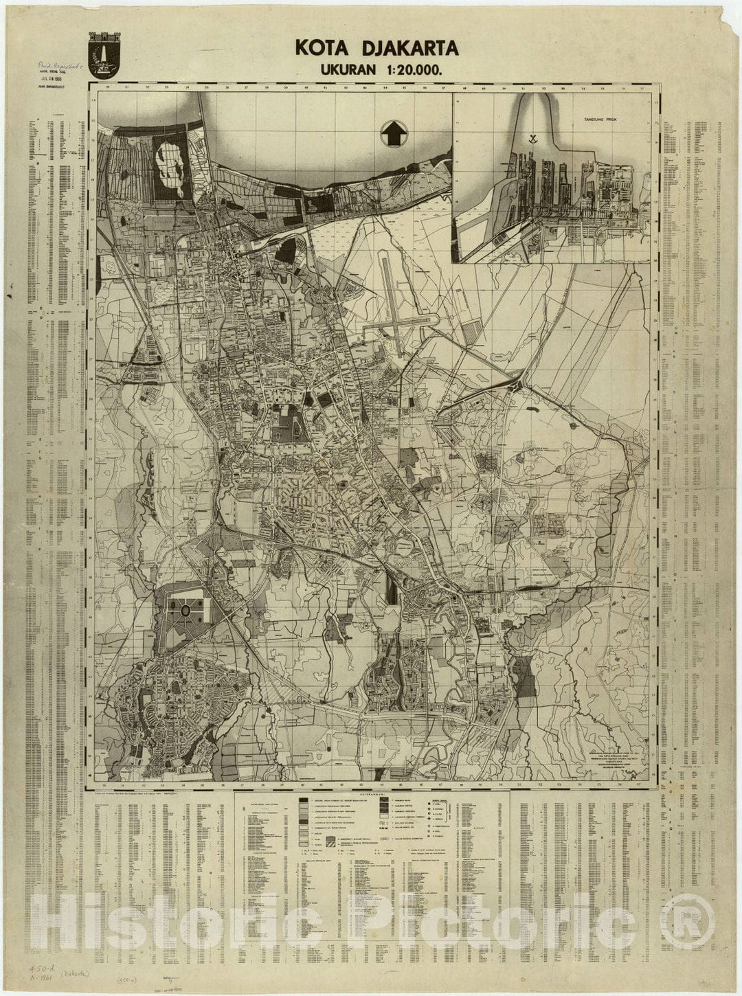 Map : Jakarta, Indonesia 1961, Kota Djakarta : ukuran 1:20,000, Antique Vintage Reproduction