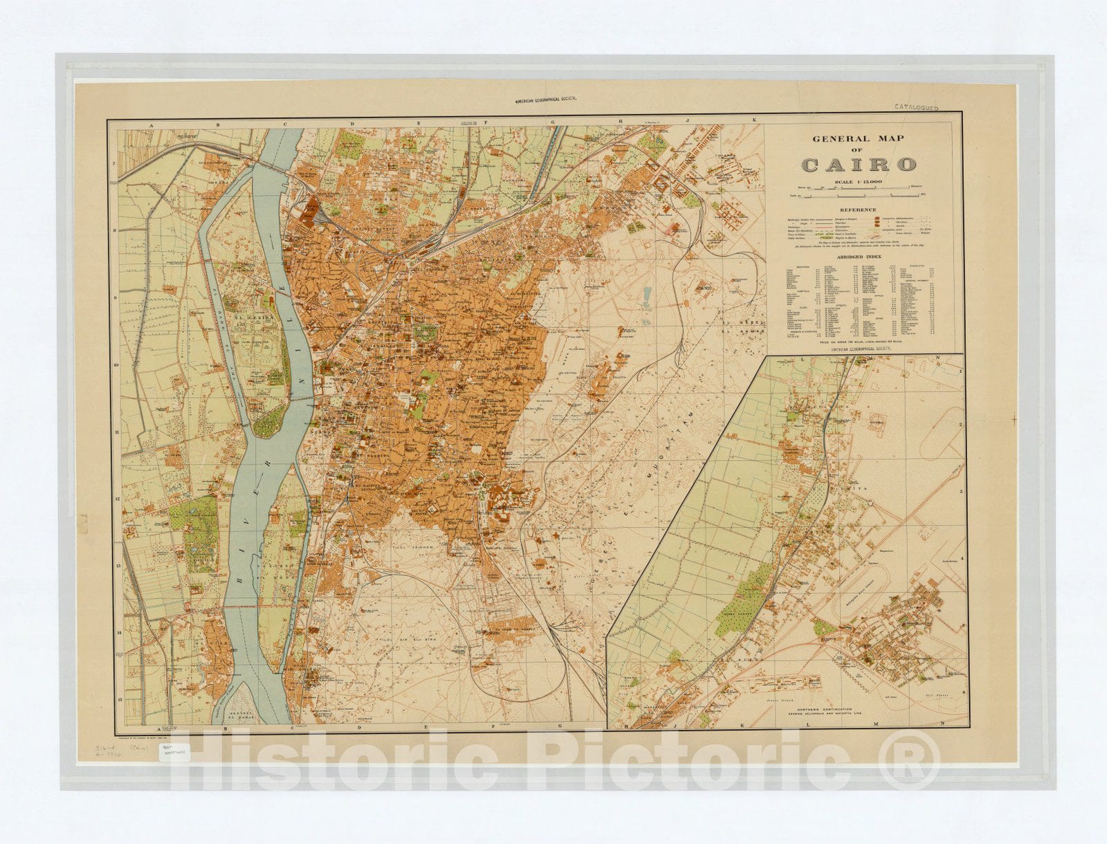 Map : Cairo, Egypt 1920, General map of Cairo, Antique Vintage Reproduction