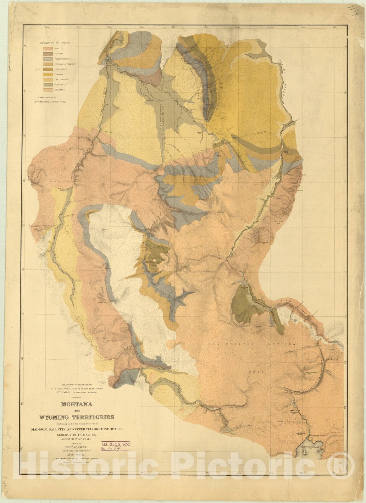 Map : Montana and Wyoming 1872, Montana and Wyoming Territories : embracing most of the country drained by the Madison, Gallatin and Upper Yellowstone Rivers