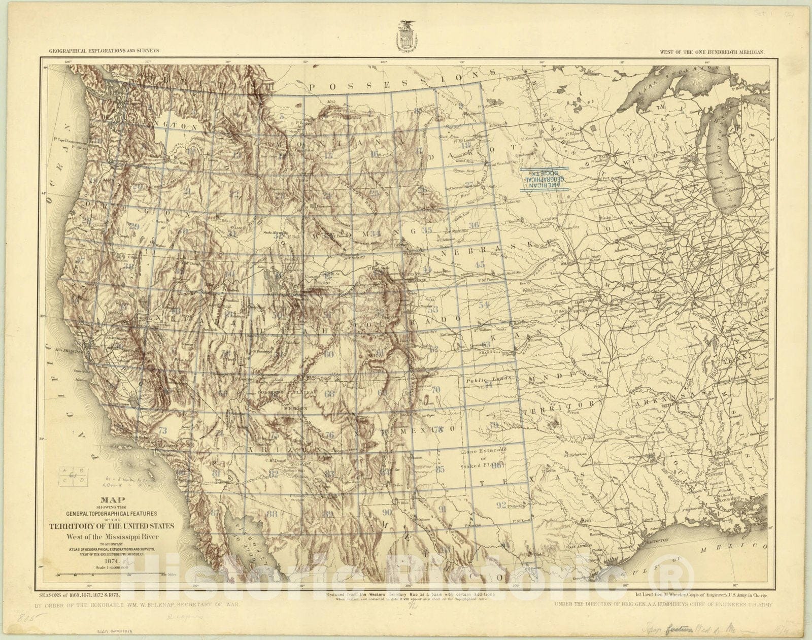 Map : United States 1878, Antique Vintage Reproduction