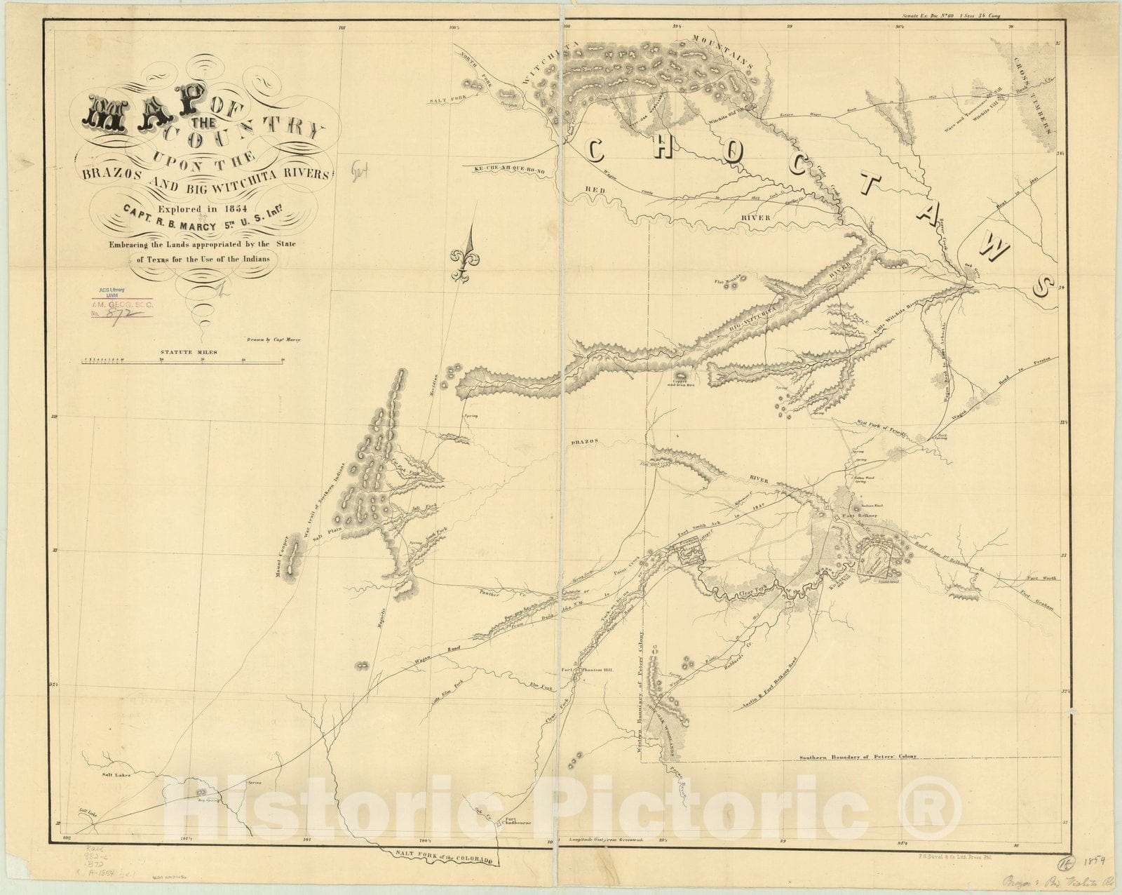 Map : United States 1854, Antique Vintage Reproduction