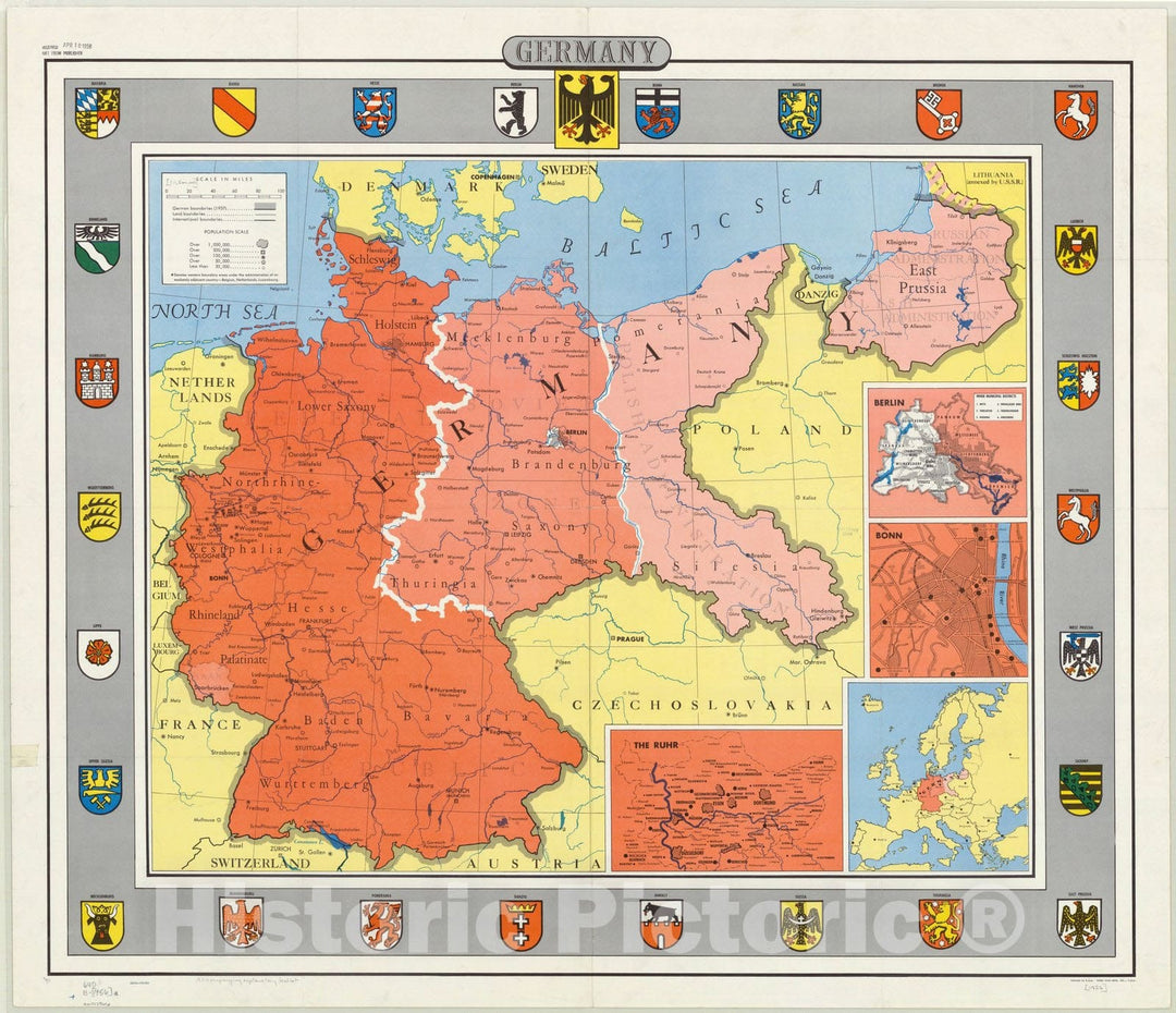 Map : Germany 1956, Germany, Antique Vintage Reproduction