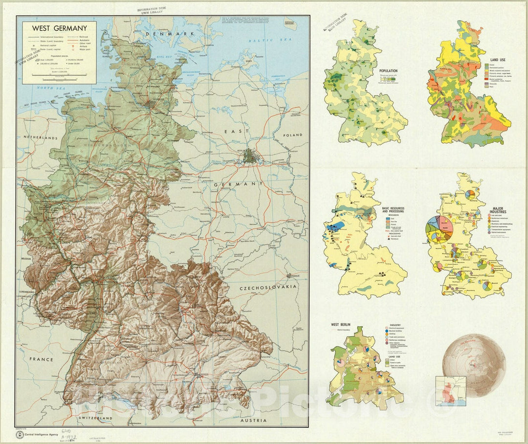 Map : West Germany 1972, West Germany, Antique Vintage Reproduction