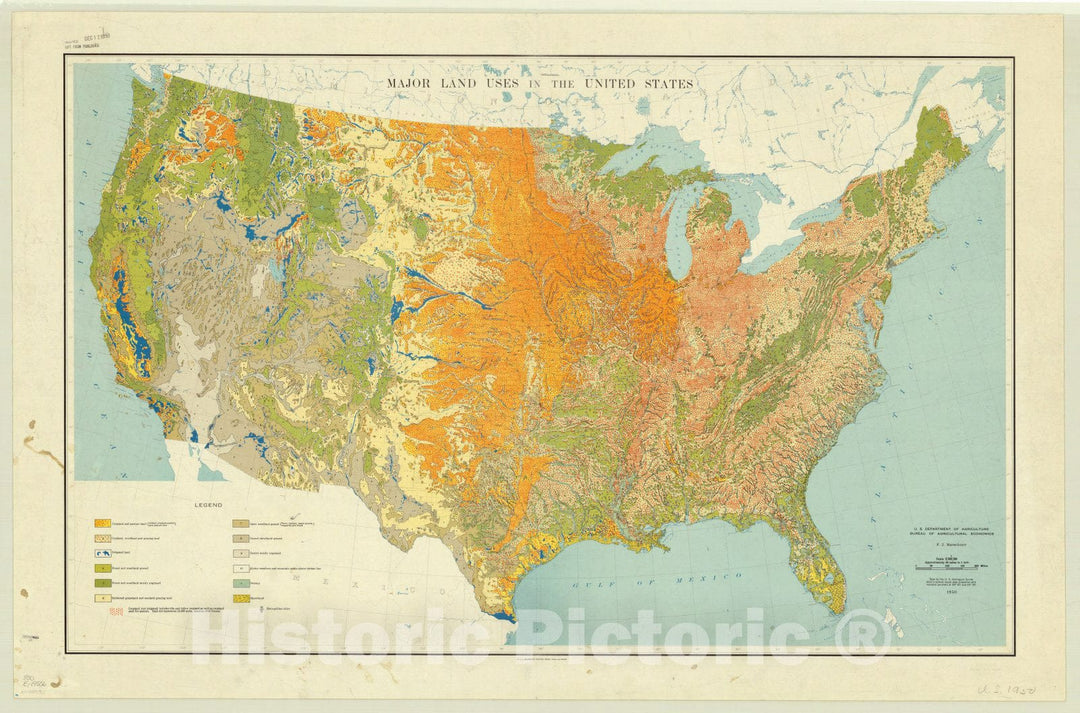 Map : United States 1950, Major land uses in the United States , Antique Vintage Reproduction