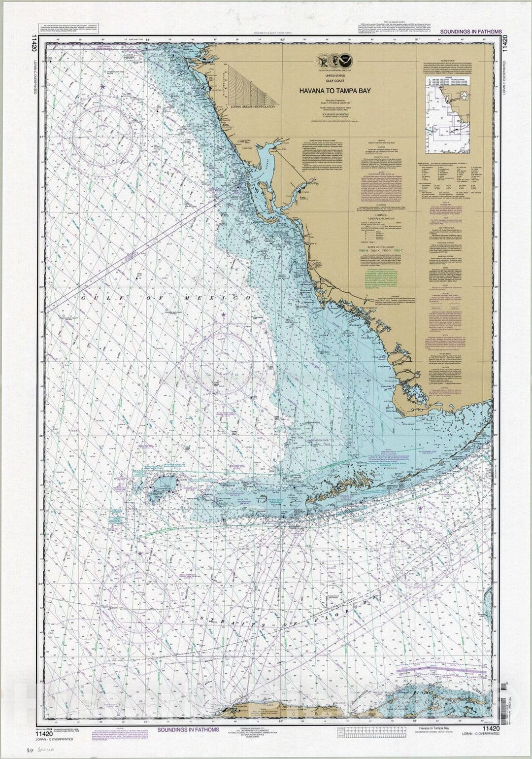 Map : Florida 2009, United States, Gulf coast, Havana to Tampa Bay , Antique Vintage Reproduction