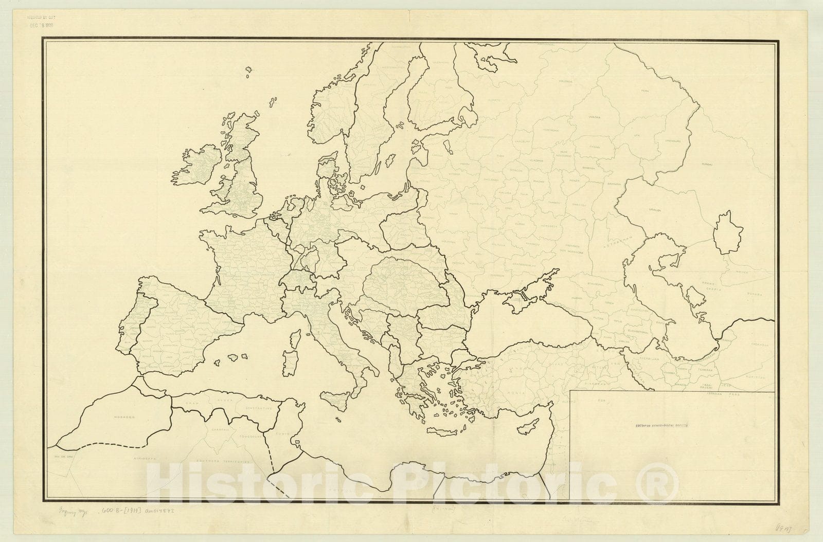 Map : Europe 1919, [Outline map of Europe], Antique Vintage Reproduction