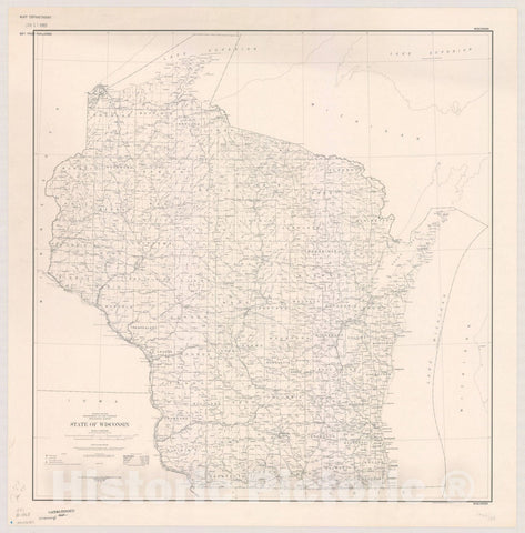 Map : Wisconsin 1968, State of Wisconsin: Base map. Compiled in 1966, Antique Vintage Reproduction