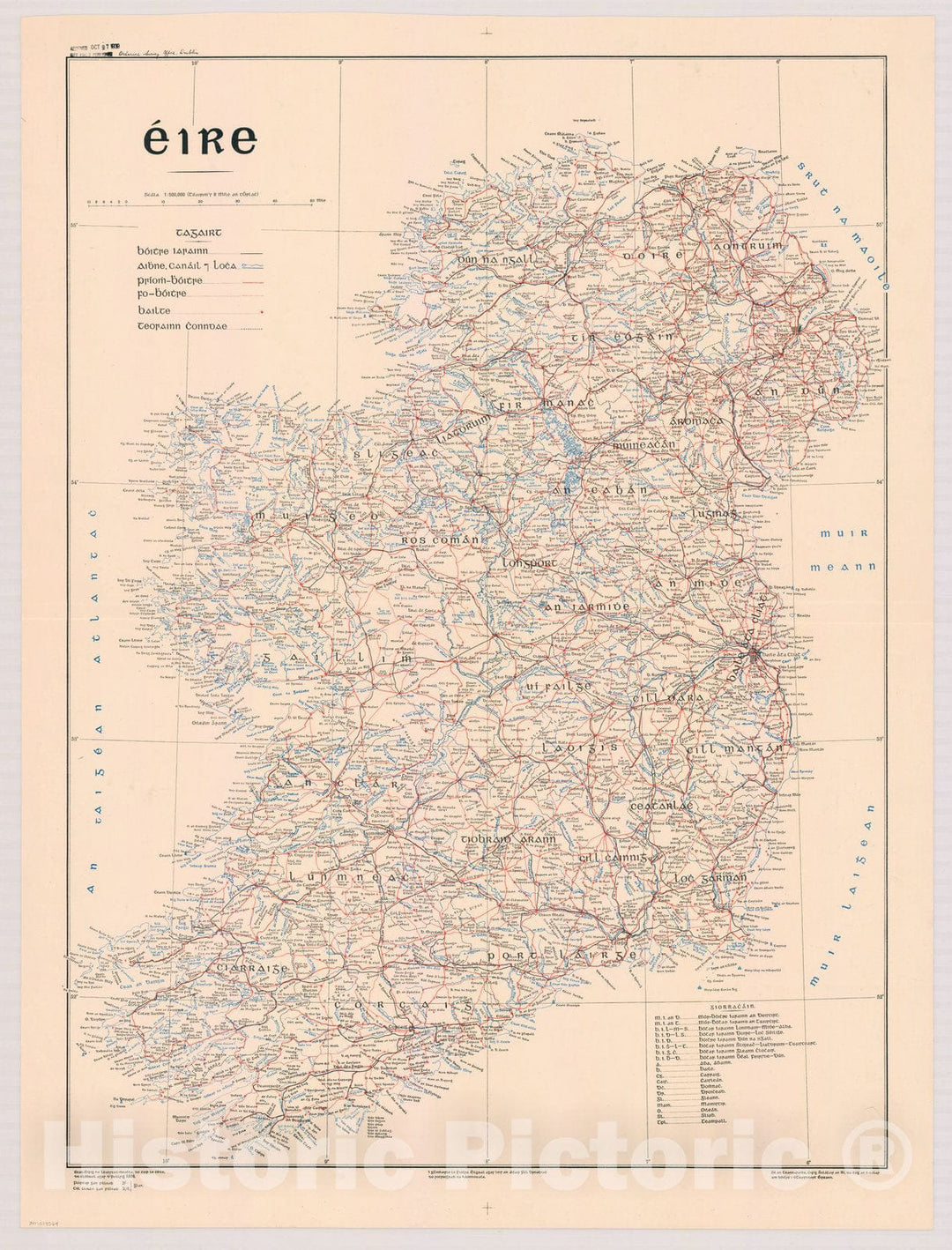 Map : Ireland 1938, Antique Vintage Reproduction