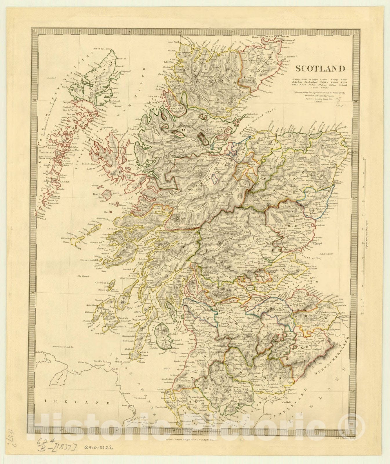 Map : Scotland 1844, Scotland [cartographic material] , Antique Vintage Reproduction